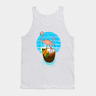 flamingo in a coconut in the tropics Tank Top